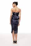 Shop_Sameer Madan_Blue Dutch Satin Strapless Ink Cocktail Peplum Ruched Dress _at_Aza_Fashions