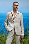 Buy_Asuka_Beige Linen Natural Voyager Blazer _at_Aza_Fashions