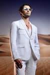 Buy_Asuka_White Linen Pristine Voyager Blazer _at_Aza_Fashions