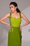 BAANI KHURANA_Green Crepe Embellished Sequin Sweetheart Vine High-low Tunic _at_Aza_Fashions