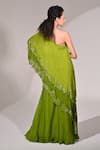 Shop_BAANI KHURANA_Green Chiffon Embellished Sequin One Floral Layered Cape Tunic With Sharara _at_Aza_Fashions