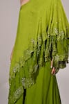 BAANI KHURANA_Green Chiffon Embellished Sequin One Floral Layered Cape Tunic With Sharara _at_Aza_Fashions