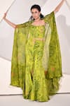 Buy_BAANI KHURANA_Green Chiffon Organza Embellished Sequin Cape Open Floral Pattern Sharara Set _at_Aza_Fashions