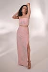 Buy_BAANI KHURANA_Pink Georgette Embellished Sequin Square Floral Applique Bustier With Slit Skirt _Online_at_Aza_Fashions