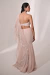 Shop_BAANI KHURANA_Pink Chiffon Embellished Sequin Halter Neck Mermaid Pre-draped Saree With Blouse _at_Aza_Fashions