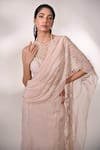 Shop_BAANI KHURANA_Pink Chiffon Embellished Sequin Halter Neck Mermaid Pre-draped Saree With Blouse _Online_at_Aza_Fashions