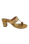 Shop_The Madras Trunk_Gold Ruhi Trio Braided Woven Kolhapuri Heels _Online_at_Aza_Fashions