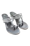 Buy_The Madras Trunk_Silver Ruhi Braided Strap Woven Kolhapuri Heels _at_Aza_Fashions