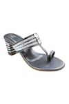 The Madras Trunk_Silver Ruhi Braided Strap Woven Kolhapuri Heels _Online_at_Aza_Fashions