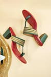 Shop_The Madras Trunk_Maroon Colorblock Kolhapuri Heels _at_Aza_Fashions