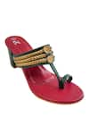 The Madras Trunk_Maroon Colorblock Kolhapuri Heels _Online_at_Aza_Fashions