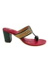 Shop_The Madras Trunk_Maroon Colorblock Kolhapuri Heels _Online_at_Aza_Fashions