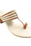 Buy_The Madras Trunk_Off White Colorblock Strap Woven Kolhapuri Heels _Online_at_Aza_Fashions