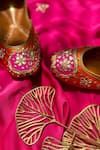 Shop_Kurrbat_Orange Embroidery Rangreza Juttis _at_Aza_Fashions