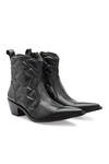 Shop_IVRAH_Black Jordan Checkered Quilted Boots _Online_at_Aza_Fashions