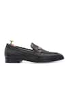 IVRAH_Black Prague Croc Skin Textured Slip On Shoes _at_Aza_Fashions