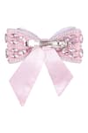 Shop_Hair Drama Co_Pink Crystal Embellished Hair Bow Barrette Clip _at_Aza_Fashions