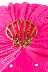 Buy_Hair Drama Co_Pink Floral Schiffli Shell Brooch Embellished Turban _Online_at_Aza_Fashions