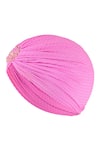 Hair Drama Co_Purple Pearl Flower Brooch Embellished Turban _Online