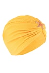 Buy_Hair Drama Co_Yellow Ribbed Brooch Embellished Turban _Online_at_Aza_Fashions