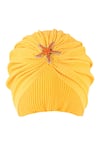 Hair Drama Co_Yellow Ribbed Brooch Embellished Turban _Online