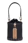 Shop_Anita Dongre_Black Tassels, Studs From The Wilderness Bucket Bag _at_Aza_Fashions