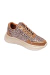 Sole Mates by Palak_Brown Sparkling Sequined Sneakers _Online_at_Aza_Fashions