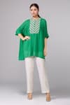 Buy_Namrata Joshipura_Green Embroidery Metallic Pearls Closed Round Shirt _at_Aza_Fashions