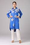 Buy_Namrata Joshipura_Blue Embroidery Floral Collar Zebrina Tunic _at_Aza_Fashions