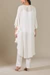 Shop_Namrata Joshipura_White Embroidery Metallic Pearls Notched Kaftan Tunic _at_Aza_Fashions