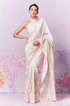 Moh India_Ivory Pure Chanderi Silk Printed Strawberry Field Meadow Saree With Blouse _Online_at_Aza_Fashions