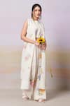 Shop_Moh India_Ivory Moh Sense Linen Overlay Open Cross Stitch Rose Sleeveless Pant Set _Online_at_Aza_Fashions