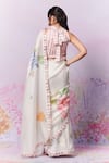 Shop_Moh India_Ivory Pure Chanderi Silk Printed Cross Stitch Rose Summer Saree With Blouse _at_Aza_Fashions