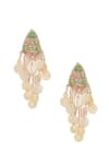 Buy_Samyukta Singhania_Green Beads Cluster Tassel Earrings _at_Aza_Fashions