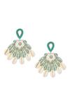 Buy_Samyukta Singhania_Blue Pearls Shell Patch Embellished Earrings _at_Aza_Fashions