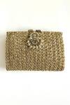 Buy_Kokommo_Gold Zardosi Tresse Sequin And Embellished Clutch _at_Aza_Fashions