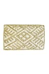 Buy_Kokommo_Gold Metallic Aari Thread Wakaya And Pearl Sequin Work Clutch _at_Aza_Fashions