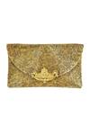 Buy_Kokommo_Gold Cutdana Demilune Swerve Embroidered Clutch _at_Aza_Fashions