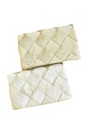 Shop_Kokommo_Gold Aari Thread Cistella Basketweave Handwoven Clutch _at_Aza_Fashions