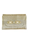 Buy_Kokommo_Silver Cutdana Artem Floret Embroidered Clutch _at_Aza_Fashions