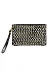 Buy_Kokommo_Black Natural Raffia Paros Pearl Embellished Clutch Pouch _at_Aza_Fashions