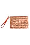 Buy_Kokommo_Peach Hand Embroidery Paros Clutch _at_Aza_Fashions