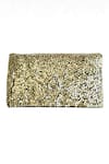 Buy_Kokommo_Silver Hand Embroidery Anemone Wrap Sequin Work Clutch _at_Aza_Fashions