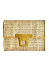 Buy_Kokommo_Gold Textured The Luca Clutch _at_Aza_Fashions