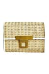 Buy_Kokommo_White Textured The Luca Clutch _at_Aza_Fashions