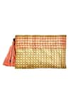 Buy_Kokommo_Peach Textured The Mariah Hand Woven Clutch _at_Aza_Fashions