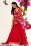 Buy_Avaha_Red Georgette Printed Floral V Neck Raga Aaleahya Peplum Kurta 