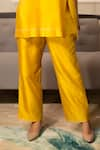 Eeda_Yellow Chanderi Plain V Neck Long Top With Pant _at_Aza_Fashions