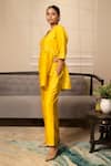 Buy_Eeda_Yellow Chanderi Plain V Neck Long Top With Pant 