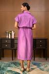 Shop_Eeda_Purple Chanderi Plain Collared Neck Dress _at_Aza_Fashions